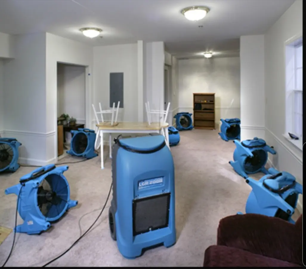 Air movers and dehumidifier setup for Water Extraction & Removal in Dakota Dunes